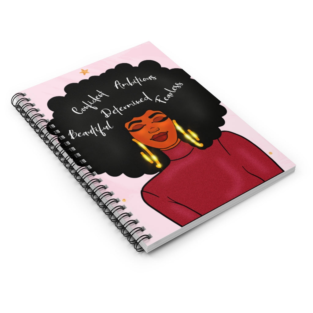 Afro Woman Spiral Ruled Line Notebook