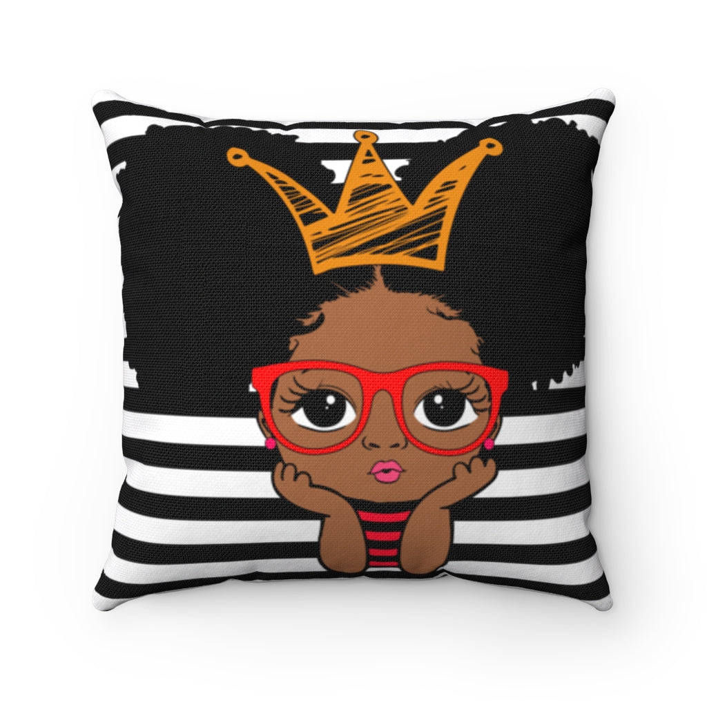 Little Prince with Crown Square Polyester Pillow