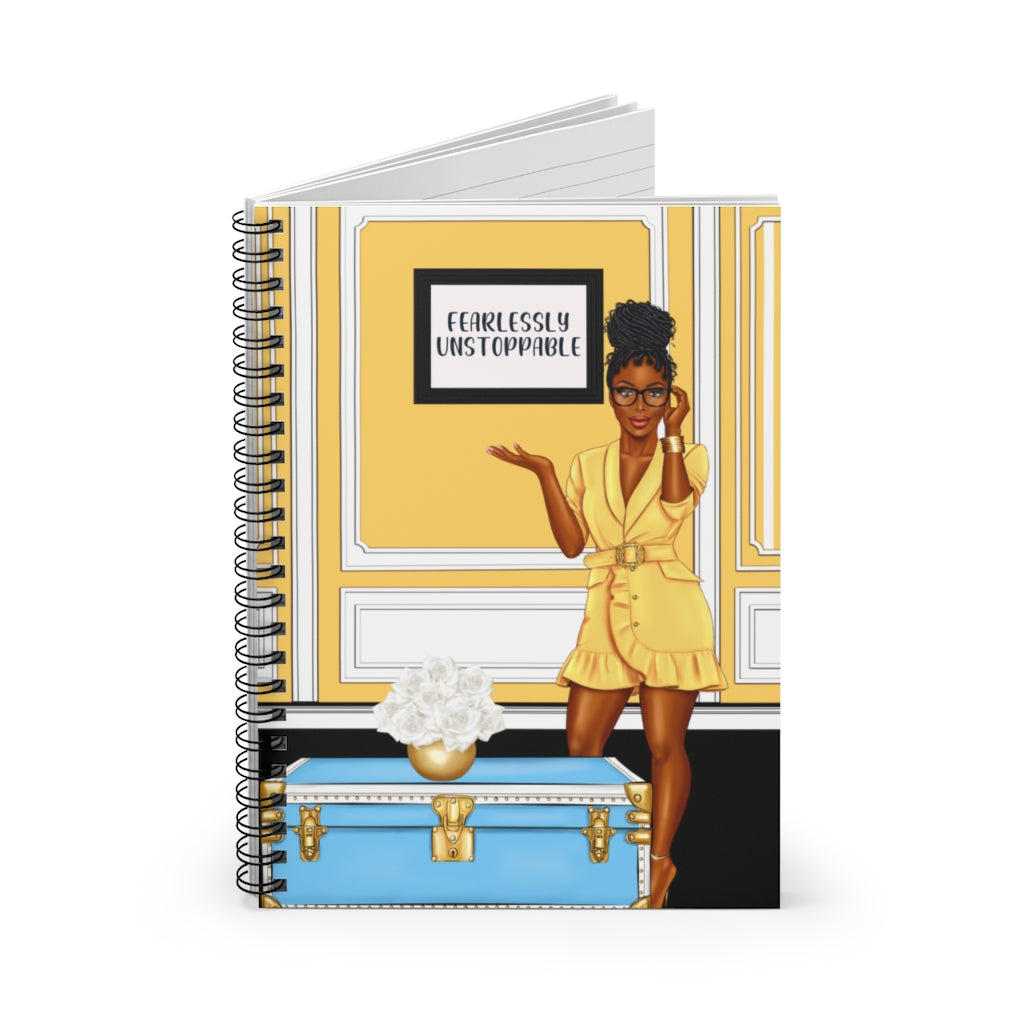 Yellow and Blue Girl Boss Spiral Notebook - Ruled Line