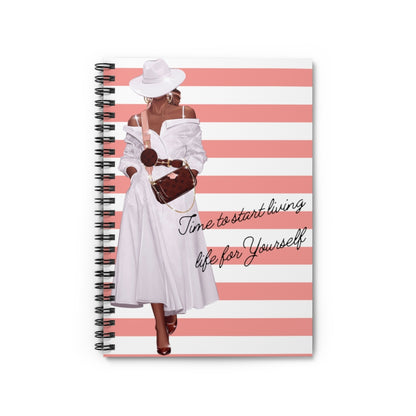 Live for Yourself Pink and White Spiral Notebook