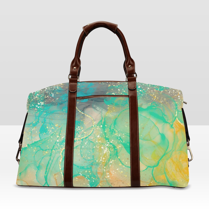 Abstract Green Gold Alcohol Ink Art Classic Large Travel Bag