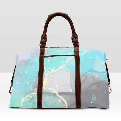 Abstract Teal and Grey Alcohol Ink Art Classic Large Travel Bag