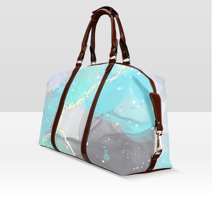 Abstract Teal and Grey Alcohol Ink Art Classic Large Travel Bag